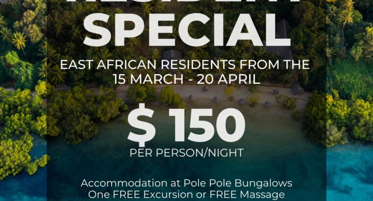 Special Resident Rate @ Pole Pole, Mafia