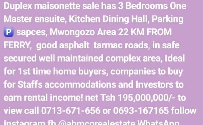 KIGAMBONI BRAND NEW DUPLEX MAISONETTE VILLA SALE