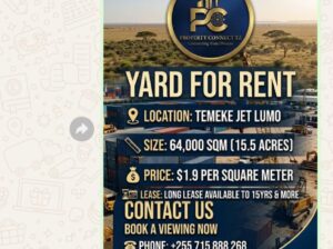 Yard for rent temeke jet lumo