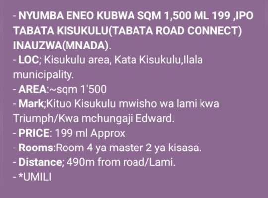 NYUMBA ZINAZOUZWA NA BANK, BEI RAFIKI, WAHI.