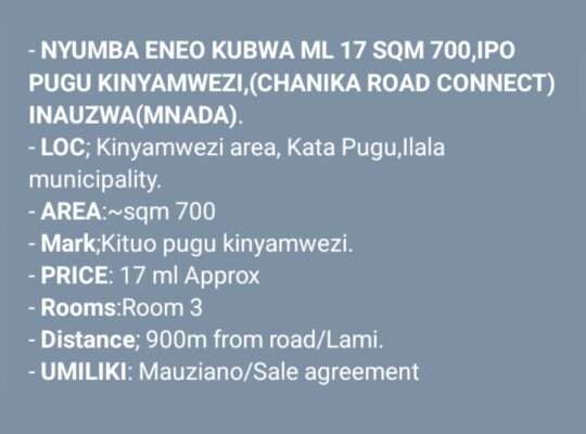 NYUMBA ZINAZOUZWA NA BANK, BEI RAFIKI, WAHI.
