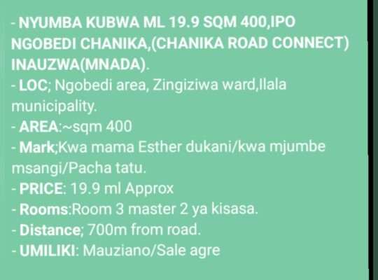 NYUMBA ZINAZOUZWA NA BANK, BEI RAFIKI, WAHI.