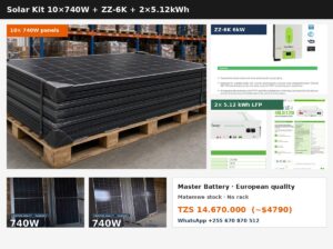 Solar Kit 10×740W + 6kW Hybrid Inverter + 2×5.12