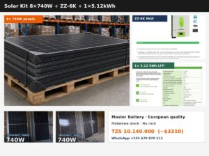 Solar Kit 8×740W + 6kW Hybrid Inverter + 5.12kWh