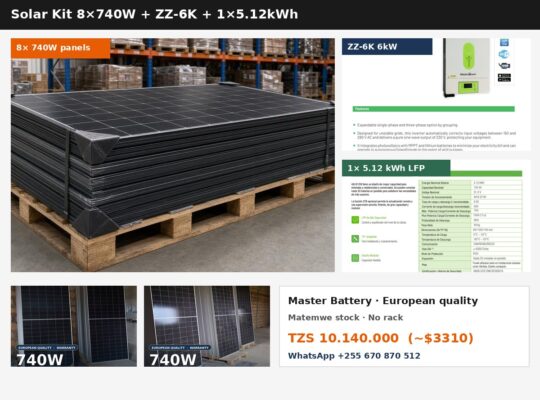 Solar Kit 8×740W + 6kW Hybrid Inverter + 5.12kWh
